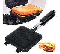 QINGLANG Toastie Maker - Padella per pane a doppio lato, antiaderente, per toast, con manici resistenti al calore, molteplici scopi, tostapane da campeggio, per fornello a gas