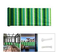 QINGLV Frangi-Vista Balcone Ringhiera 60x200cm Copri Ringhiera Balcone Impermeabile Anti-UV Telo Copri Ringhiera Esterno con Occhielli Fascette E Corde -Strisce Verdi E Bianche