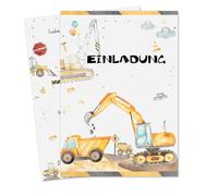 qingmeng 12 biglietti di invito per il compleanno dei bambini, invito, per il compleanno dei bambini, per l'escavatore, per il compleanno dei bambini, per feste di compleanno dei bambini