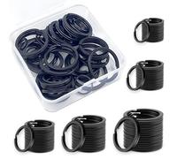 qingmeng Portachiavi nero, 50 pezzi, 35 mm/30 mm/25 mm/20 mm/15 mm, portachiavi per fai da te, set di anelli portachiavi per chiavi auto, fai da te