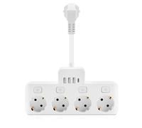 Qingning Ciabatta Multipresa, 8 in 1 Ciabatta Elettrica con 4 Prese con Interruttori Indipendenti & 3 USB-A e USB-C, Presa Multipla Salvaspazio con usb, Prese Multiple Cavo Corto