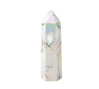 QINGQI Bellissimo Aura Naturale Howlite Crystal Point Bacchetta galvanica Pietra curativa Energia Quarzo Bianco Decorazione for la casa Reiki Tower Regali Regalo(50-60mm)