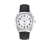 QINGQIAN Grande orologio parlante inglese per ipovedenti che parla chiaramente e forte, data e sveglia cinturino elasticizzato è il miglior regalo per anziani o non vedenti, Argento, male, giapponese