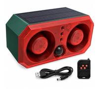 QingRain Allarme con sensore di movimento solare: deterrente coyote da 130 dB, suono doppio altoparlante, luce di movimento e telecomando, deterrente per animali per cortile, fattoria, pollaio
