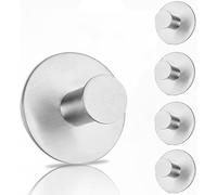 Qingriver 5 pezzi ganci adesivi in acciaio inox bagno e cucina ganci portasciugamani ganci da parete autoadesivi con pastiglie adesive 3M (rotondo)