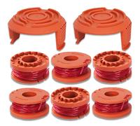 Qingriver Filo per decespugliatore e tappo di copertura per bobina compatibile con Worx WG180/WG163/WG175, filo per decespugliatore da 20 V, Ø1,65 mm × 3 m (un set di 6 bobine e 2 coperchi)