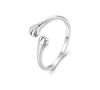 Qings Anelli Abbraccio di Gatto per Donna, Anello di Zampa di Gatti Argento 925 Anelli Regolabile Aperto Animale Coccola, Carino Gioielli Regalo di Compleanno per Ragazza e gli Amanti dei Animali