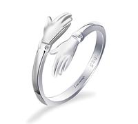 Qings Anelli Dell'abbraccio della Mano Anello Regolabile per Mani per Donne Anelli di Ordito Promise Impilabili in Argento Sterling 925 Gioielli per il Pollice del Dito per L'anniversario di Compleanno