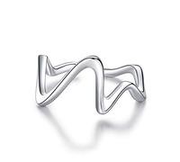 Qings Anello alto e basso a mia figlia 925 in argento Sterling regolabile, anello stimolante a onda, anello impilabile aperto anelli Zig Zag, gioielli regalo di compleanno per ragazze, argento