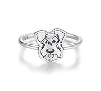 Qings Anello Cane Argento Sterling 925 Anello Schnauzer Aperto Regolabile per Donne Regali di Gioielli per Amanti dei Cani: Con Temi di Cane Carino e Animali Domestici