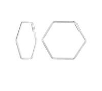 Qings Argento Sterling 925 Orecchini a Cerchio Esagono Geometrici Sottili Orecchini Cerchio Cuore Huggie Hoops per Donne Ragazze Compleanno Regali di Gioielli Diametro 19mm