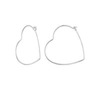 Qings Argento Sterling Orecchini a Cerchio Forma di Cuore Piccoli Medi Grandi Sottili Orecchini Cerchio Donna Cuore Semplici Geometrici Huggie Hoops per Donne Ragazze Diametro 27mm