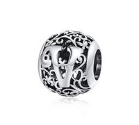 Qings Bead Charm Argento 925 Charms Lettera V Perline Lettere Alfabeto Compatibile con Braccialetti (Lettere V)