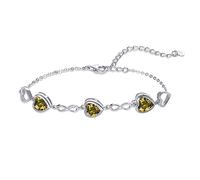 Qings Bracciale Donna Peridoto Cuore Argento 925 Agosto Bracciali Regolabili Simbolo dell'infinito Pietra di Nascita con 3 Charms Zirconi a Forma di Cuore Regali di Natale per la Mamma Ragazze Lei
