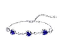 Qings Bracciale Donna Zaffiro Cuore Argento 925 Settembre Bracciali Regolabili Simbolo dell'infinito Pietra di Nascita con 3 Charms Zirconi a Forma di Cuore Regali di Natale per la Mamma Ragazze Lei