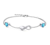 Qings Bracciale Infinito Argento Sterling con Tanzanite Braccialetto Simbolo Infinito di Pietre di Nascita con Cuore Topazio Azzurro Zirconi Gioielli Regalo Festa Della Mamma per Mamma Donna