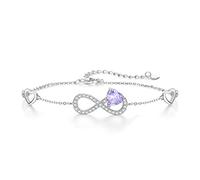 Qings Bracciale Infinito Donna Argento 925 con Alessandrite Infinity Cuore Giugno Pietre di Nascita Bracciali Regolabile Viola Chiaro Gemma Braccialetto, Gioielli Regalo Compleanno per Donne Ragazze