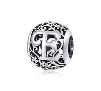 Qings Ciondolo Con Lettera in Argento Sterling 925 Perline Lettere Alfabeto Bead Charms Compatibile con Braccialetti (Lettere E)