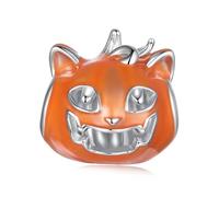 Qings Ciondolo Halloween Zucca Compatibile con Bracciali e Collane in Argento Sterling 925 Glow-in-the-Dark Zucche Gatto Charm Bead Vintage Horror di Halloween Regali per Donne