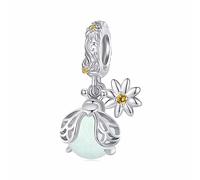 Qings Ciondolo Lucciola/Ape Scintillante Charm Donna Argento Sterling 925 Glow-in-the-Dark Firefly Animali Bead Charm Per Bracciali e Collane Regalo Compleanno per Donne e Ragazze