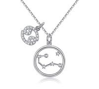 Qings Collana Segno Zodiacale Donna - Bff Collane Argento 925 Ciondoli Cancro Bejelit, Regalo per Bambine e Ragazze Bambina