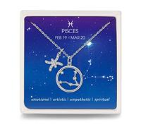 Qings Collana Segno Zodiacale Pesci Costellazione Astrologia Rotonda Pendente Gioielli Regalo di Compleanno per Donna Ragazze