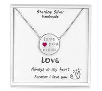 Qings Collane Regalo per la Mamma,Argento Sterling 925 Pendente Collane con Zirconi 5A e Parola love you mom,Regalo Gioielli per Donne Mamme,Elegante Portagioie,Catena Regolabile 45 + 3 cm