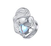 Qings Madre e Figlia Charm Argento 925 Famiglia Sorella Cuore Charm con Zirconi per Bracciali e Collana Compleanno Gioielli Regalo per Donne Mamma Nonna
