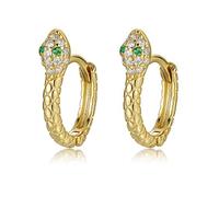 Qings Orecchini a Serpente Placcati in Oro - Orecchini a Cerchio in Argento Sterling 925 con Animali