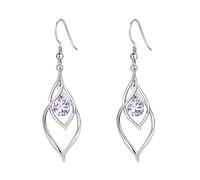 Qings Orecchini Giugno Alessandrite per Donna, Argento 925 Orecchini Pendenti Pietre Portafortuna Birthstone Orecchino Gemma Solitario, Belli Gioielli Regalo di Compleanno per Ragazza Mamma Figlia