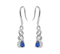 Qings Orecchini Infinito Birthstone - Zaffiro Blu Scuro Settembre Pendenti Donna Argento 925 Zirconia Cubica Orecchini Scintillanti Twist Stroili Regalo di Gioielli per Ragazze Donne