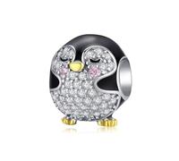 Qings Perlina con ciondoli a forma di pinguino carino 925 sterline d'argento Ciondolo con elemento animale adorabile per realizzare collane e bracciali