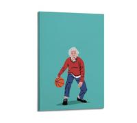 QINGSDEC Poster applicabili a Albert Einstein che gioca a basket su tela, pittura a olio, pittura artistica da appendere, per casa, soggiorno, camera da letto, sala da pranzo, 30 x 45 cm, stile