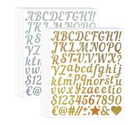 QingWing 12 Fogli in Oro e Argento Lettere Adesive, Adesivi Lettere Impermeabile e Resistente All'Usura, Rimovibile Senza Lasciare Tracce di Colla, Quaderno Fai da Te Decorazione Per La Casa Regalo