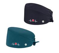 QingWing 2 Pezzi Cuffietta Chirurgica Chiusura Regolabile con Bottoni Cuffie Chirurgiche, Cotone Traspirante, Verde e nero, Unisex Chirurgica Cuffia, Adatto per casa, Ufficio e Centri Estetici