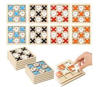 QingWing 8 Pezzi Gioco Tris, Tic Tac Toe Set di Giochi Classici in Legno Massello, Gioco Tic Tac Toe Giocattolo Interattivo Portatile per Genitori, Adatto a Bambini Dai 3 Anni in su