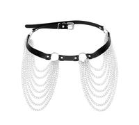 QingWing Catena del Corpo Donna in Pelle, Regolabile Harness Donna Corpo, Cinture Gotiche per Abbigliamento da Rave, Choker, Lingerie da Festival, Catena da Vita Punk, Festival Rave