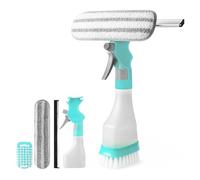 QingWing Lavavetri 4 in 1 Tergivetro Flacone Spray da 250 ml, Tergivetro in Gomma, Panno di Cotone e Spazzola, Pulitore vetri Finestre, per la Pulizia di Finestre, Specchi, Piastrelle, Bagno