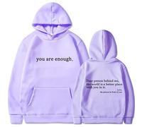 QingxingFa AQWEI Cara Persona Dietro di Me Felpa con Cappuccio, Sei Abbastanza Felpa con Cappuccio, Felpe Grafiche Sciolte (Lavender + Black Logo,M)