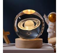 QingxingFa Calming Stellar Spheres La Galassia, Saturno E La Luna, Luce Notturna A Sfera Di Cristallo Del Sistema Solare, Per Camera Da Letto E Soggiorno (6cm,Luce colorata,3)