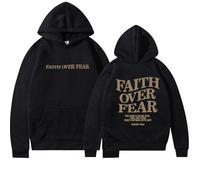 QingxingFa Faith Over Fear Hoodie Sweatshirt Unisex, Jesus Loves You Sweatshirt, Letter Graphic Print (Nero,M)