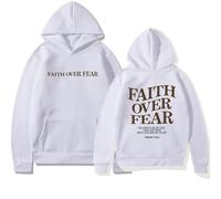 QingxingFa Faith Over Fear Hoodie Sweatshirt Unisex, Jesus Loves You Sweatshirt, Letter Graphic Print (Bianco,M)