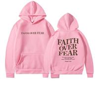 QingxingFa Faith Over Fear Hoodie Sweatshirt Unisex, Jesus Loves You Sweatshirt, Letter Graphic Print (Rosa,M)