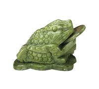 QingxingFa Jade Frog with Coin in Mouth, Money Toad Statue, Feng Shui Frog, Money Frog, Car Dashboard Decors Attract Wealth and Good Luck Toad Decoration (11cm)