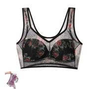 QingxingFa Reggiseno Comfort Rinfrescante in Pizzo di Seta Ghiaccio, Reggiseni Push Up Senza Fili per Donna, Reggiseno Comfort in Seta Ghiaccio da Donna, Reggiseno (Nero,XL)