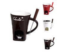 QingxingFa Set Di 2 Tazze Per Fonduta Di Cioccolato Con Forchette, Tazza Personale In Ceramica Per Fonduta Di Cioccolato Per Formaggio, Tazza Per Fonduta Di Cioccolato (Marrone)