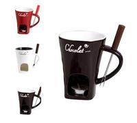 QingxingFa Tazza Per Fonduta Di Cioccolato, Tazza Per Sciogliere Il Cioccolato, Tazza Per Fonduta Di Cioccolato, Set Di Tazze Per Fonduta Di Cioccolato Con Forchette (Marrone)