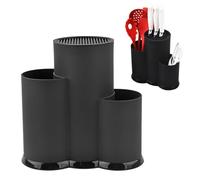 QINGYIWL 3 in 1 Ceppo Portacoltelli Senza Coltello, 23 X 22cm Ceppo Coltelli Vuoto con Foro Scarico e Slot Porta, Universale Portacoltelli da Cucina per Tutti i Coltelli da Cucina (Nero)