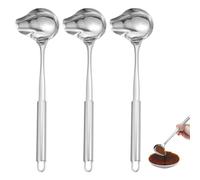 QINGYIWL 3 Pezzi Mestolo Acciaio Inox Lunghezza 30 cm Cucchiaio per Salsa a Becco d'anatra con Inclinazione Set di Cucchiai da Minestra per Ketchup, Salsa al Peperoncino, Salse, Zuppe e Altro Argento