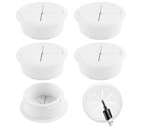 QINGYIWL 6 Pezzi Passacavo in Plastica Flessibile, 60 mm Passacavo per Scrivania, Tappo Passacavi per Cavo, Rotonda Passacavi per Scrivanie, Tavoli da Computer e Postazioni di Lavoro (Bianco)